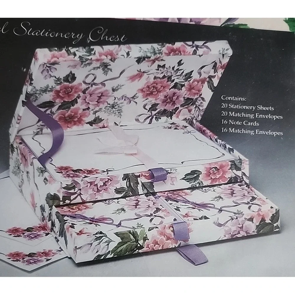 Floral Stationary Chest Box w Drawer Factory Sealed Nelson Graphomania New
